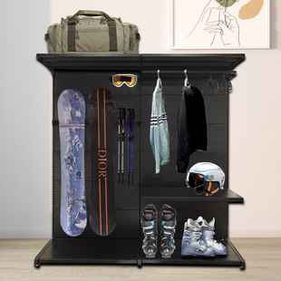 洞洞板雪具装备墙户外滑雪板展示架落地滑雪登山露营收纳置物架