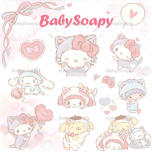 BabySoapy静态图 Kitty猫手机p图免抠贴图素材png可爱ps透明图S39