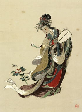 工笔画底稿 西藏十七世纪绣菩萨唐卡布参考白描3#打印稿宣纸稿