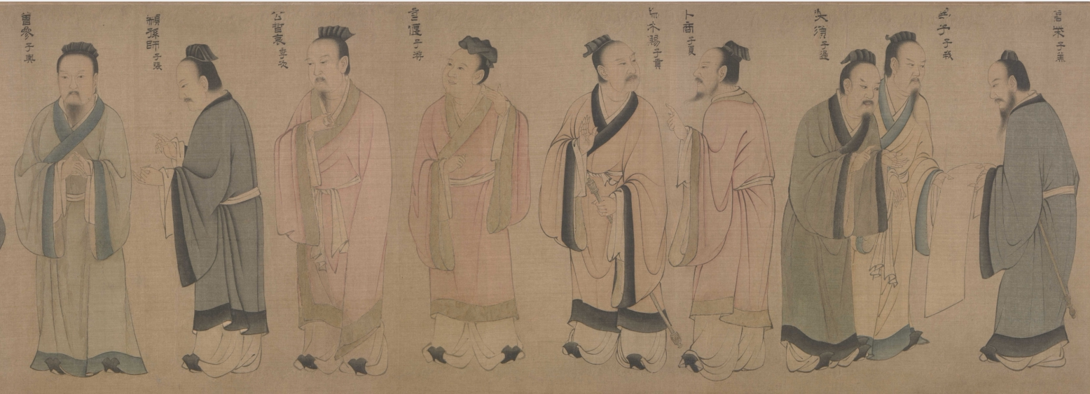 工笔画底稿宋人物长卷孔子孔门37弟子像仿古手绘宣纸稿高清白描稿