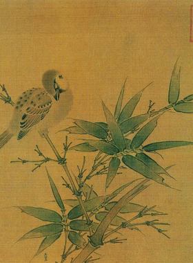 工笔画底稿 宋吴炳竹雀图12#打印稿毛笔勾线宣纸稿有步骤图视频