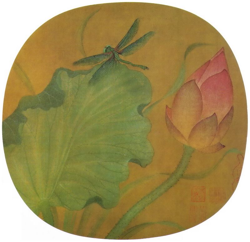 工笔画底稿 宋 佚名 荷花蜻蜓图57#打印稿毛笔勾线宣纸稿