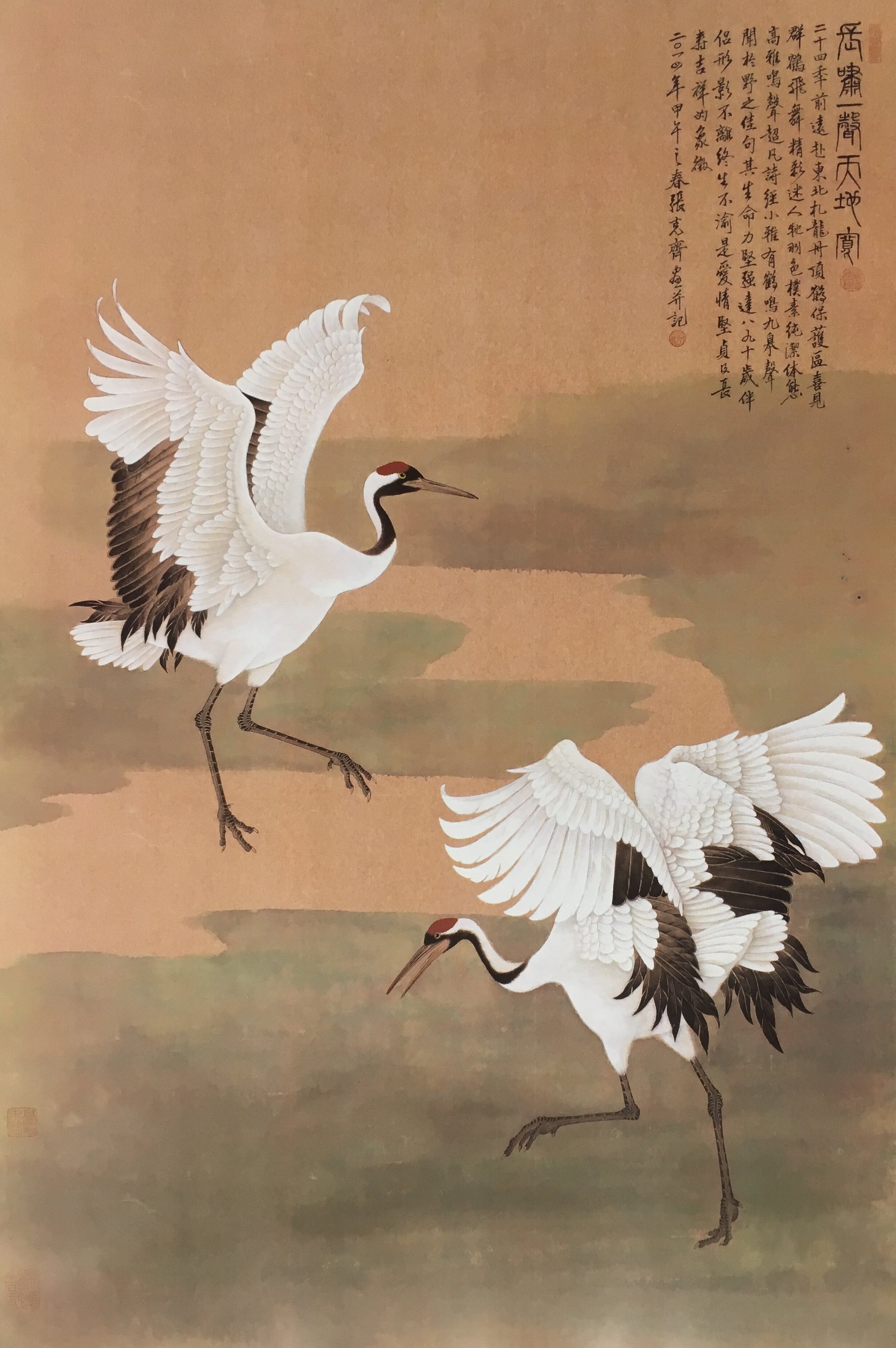 工笔画底稿 张克齐工笔 仙鹤竖幅 白描打印稿5#毛笔勾线宣纸稿