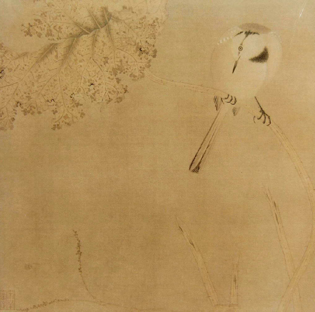 工笔画底稿  宋  佚名 枯荷鹡鸰图白描64#打印稿毛笔勾线宣纸稿