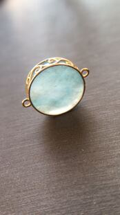 【赏】木易日辰 天然翡翠A货蓝底意境雪花棉18K金圆形手牌