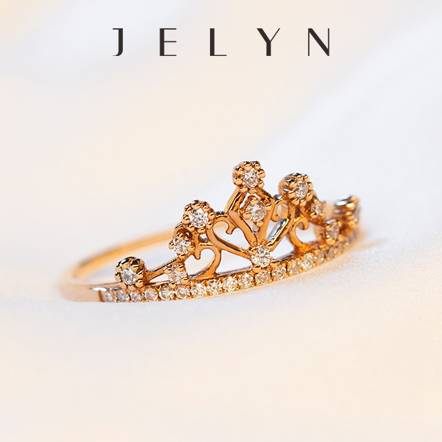 精致复古皇冠人生女皇 玥景18k玫瑰金彩金时尚金珠皇冠戒指环礼物