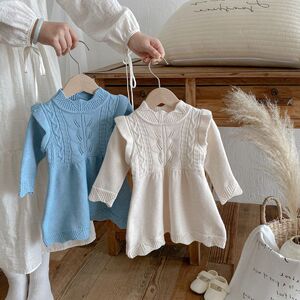 外出服宝宝ins毛衣保暖裙子韩版小童连衣裙秋冬季女童中纯棉毛织