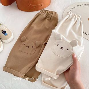 儿童小熊休闲裤0-5岁秋季男童立体可爱长裤女童超萌纯色裤子AK162