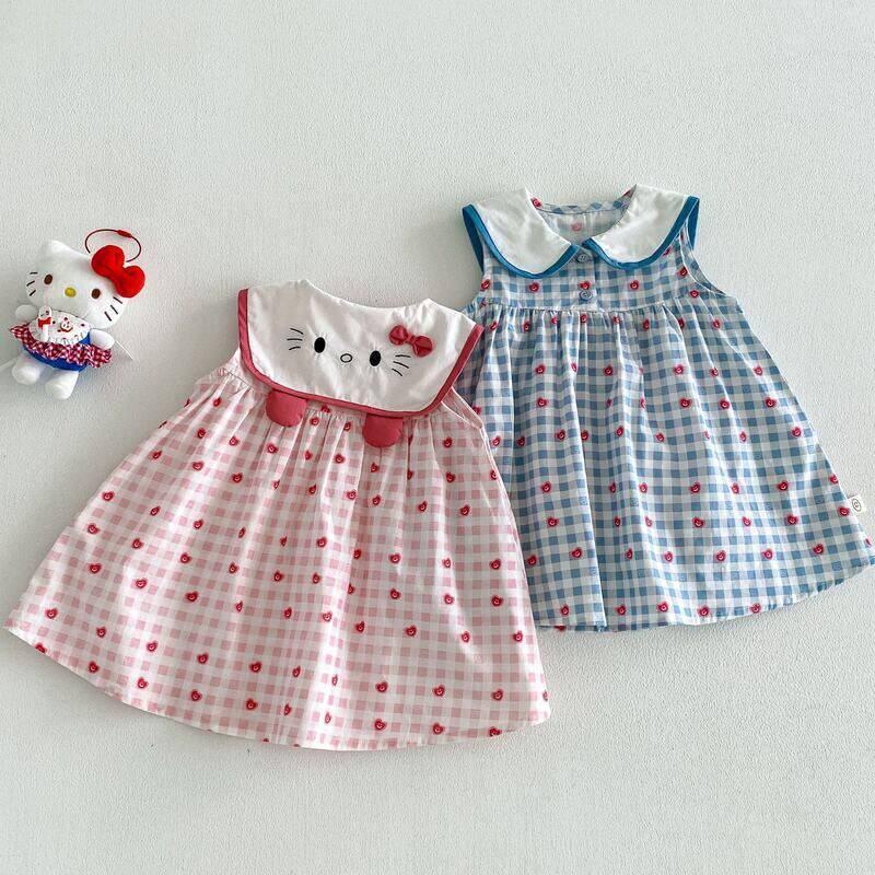 女童宝宝爱心裙子公主裙连衣裙复古新款儿童韩版2026夏装格子夏季