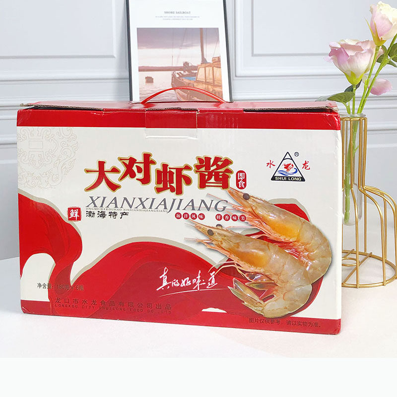 水龙大对虾酱山东烟台龙口虾酱拌饭海鲜酱 礼盒装180g*6瓶