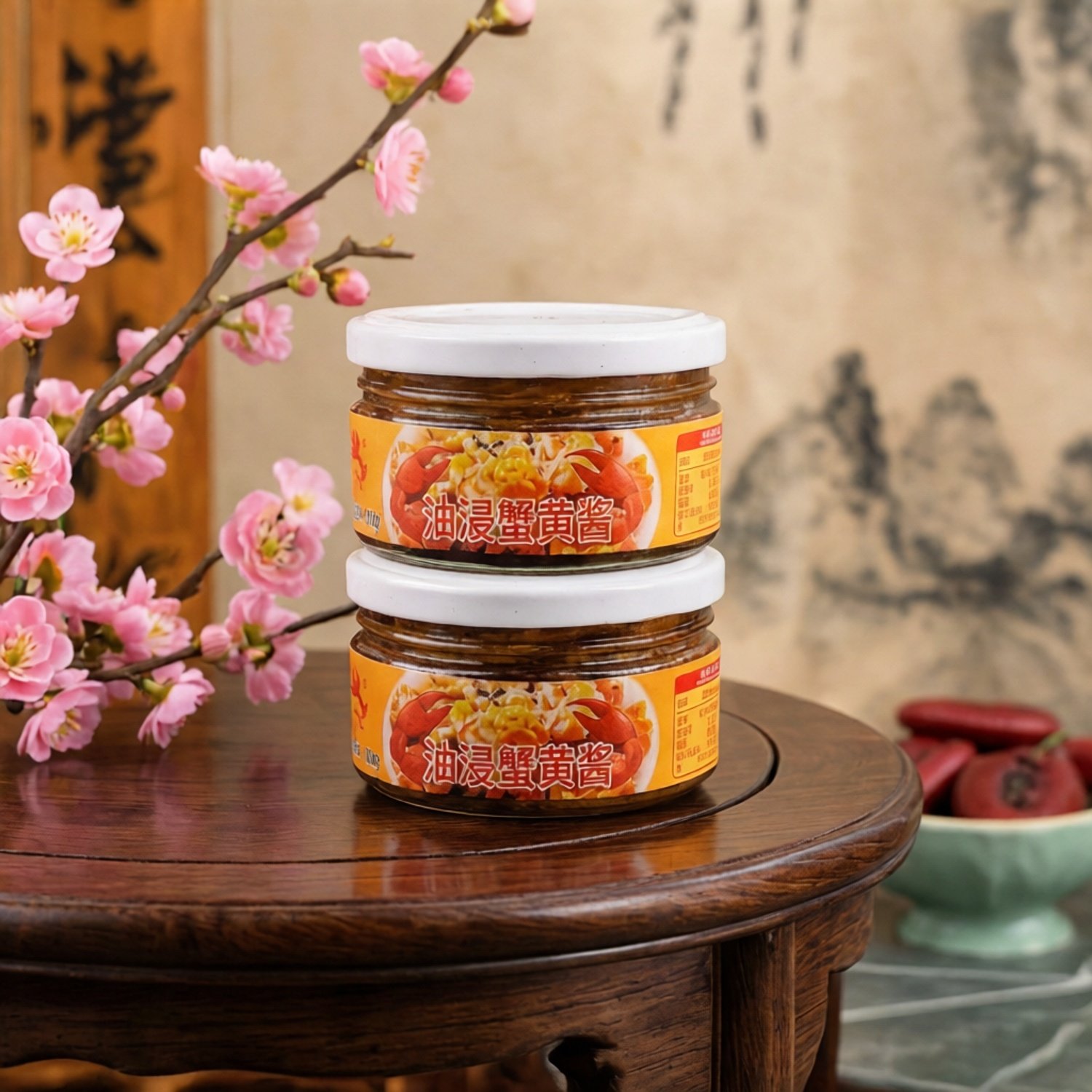 鲜美软糯山东烟台龙口市特产新起蟹黄酱110克即食玻璃瓶装