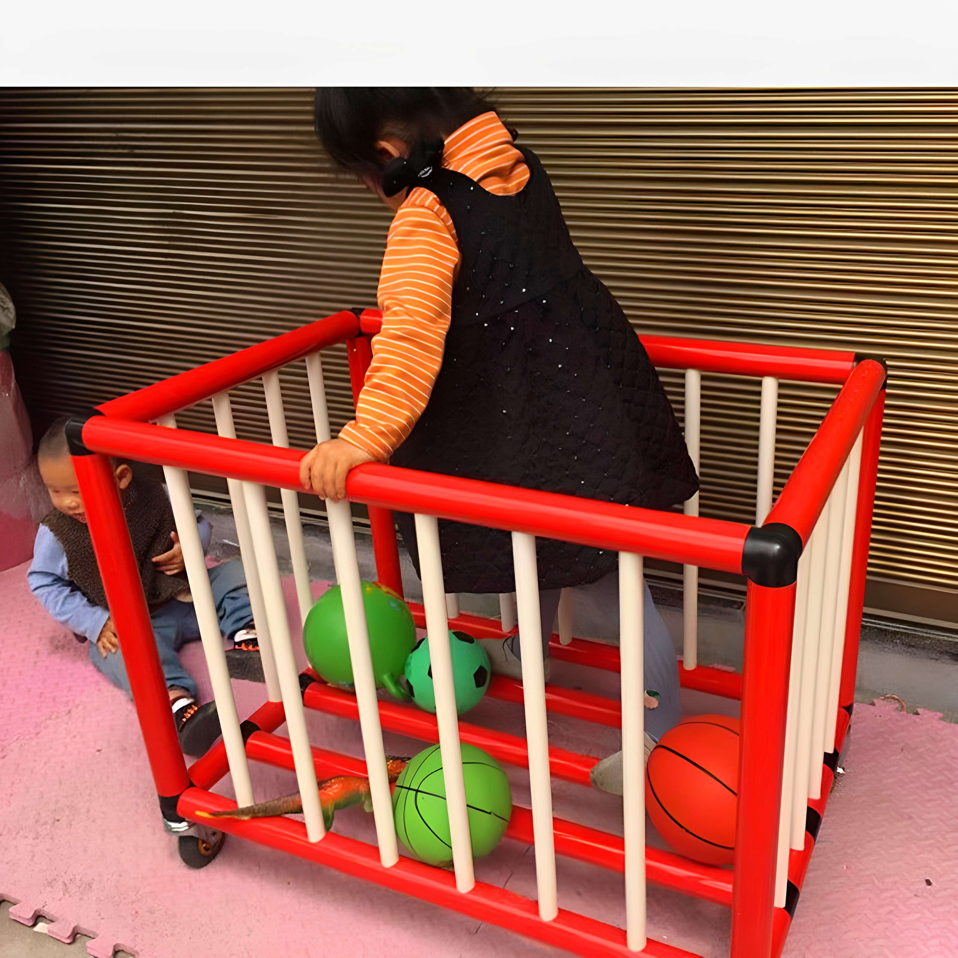 幼儿园专用户外羊角球架塑料移动皮球收纳筐儿童足球篮球收纳架子图片