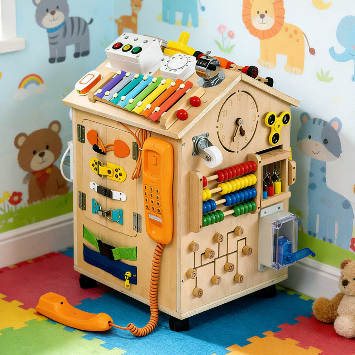 蒙氏早教玩具忙碌屋房子带锁益智蒙特梭利宝宝婴儿方向盘忙碌箱,玩具/童车/益智/积木/模型,其它早教玩具类,淘宝优惠券,粉丝福利购,淘宝优惠卷