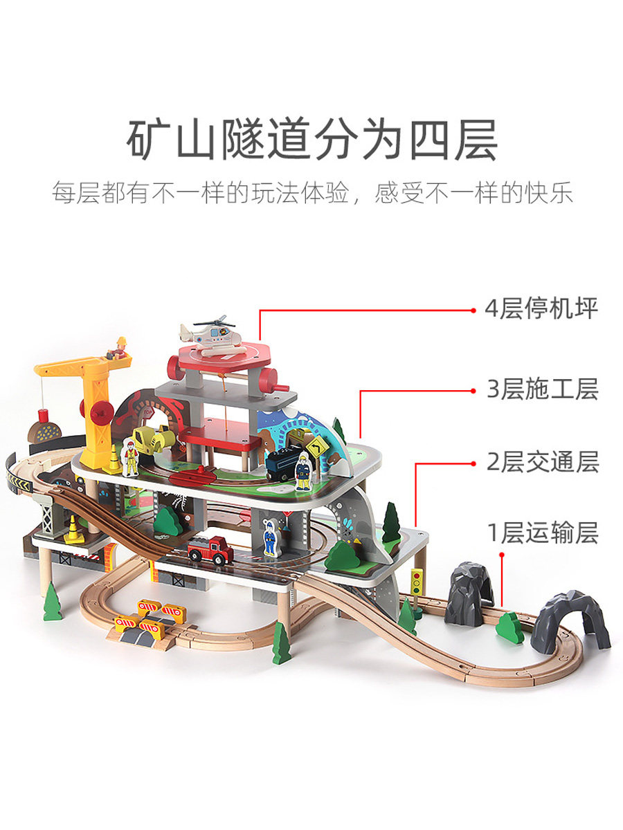 KIDS CAR SMALL TRAIN TRAIN HIGH-SPEED RAIL BUILDING BLOCKS MINES TRACKS URBAN TRANSPORTATION WOODEN BOYS BIG TOYS