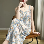 外穿印花百搭显瘦夏季 高档女吊带2025内搭V领无袖 宽松连衣裙遮肚