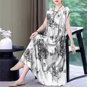 女士印花连衣裙夏季 大码 女装 2025新款 时尚 宽松显瘦妈妈背心长裙女