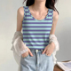 遮肚无袖 高档纯棉女吊带条纹百搭2025新款 夏季 打底背心女上衣潮