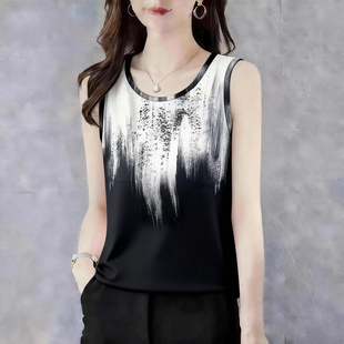打底背心女上衣潮 遮肚无袖 高档外穿女吊带条纹百搭2025新款 夏季