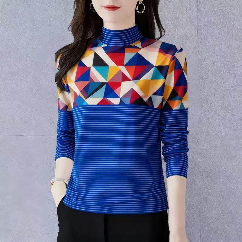 新品上新时髦半高领长袖打底衫女秋季时尚妈妈装遮肚洋气T恤衫,女装/女士精品,T恤,淘宝优惠券,粉丝福利购,淘宝优惠卷