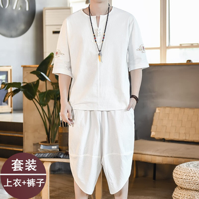 男士傣族服装云南少数民族服饰西双版纳名族套装复古短袖t恤衣服