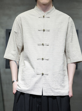 民族风男装2026新款改良中式唐装中国风傣装傣族盘扣衬衫成人上衣