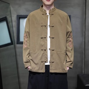 上衣2025新款 潮款 新中式 唐装 外套复古汉服盘扣衣服 男款 中国风男装