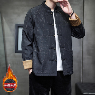 复古立领唐装 新中式 夹棉中山装 中国风男装 加厚加棉夹克棉外套冬季