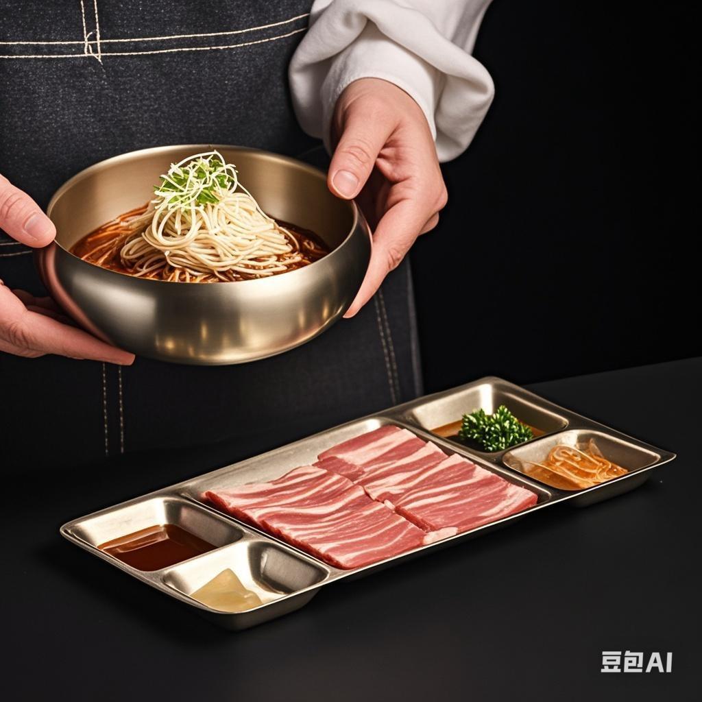 烧烤串串分格韩式不锈钢盘双层碗