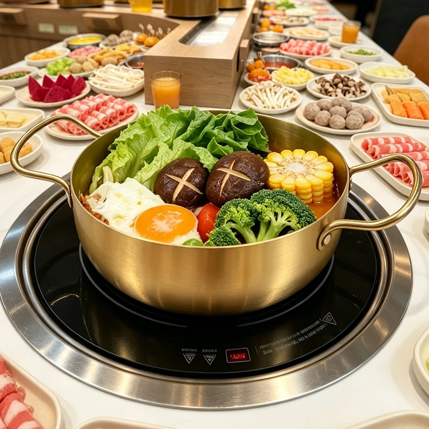 烫小围同款锅旋转小火锅