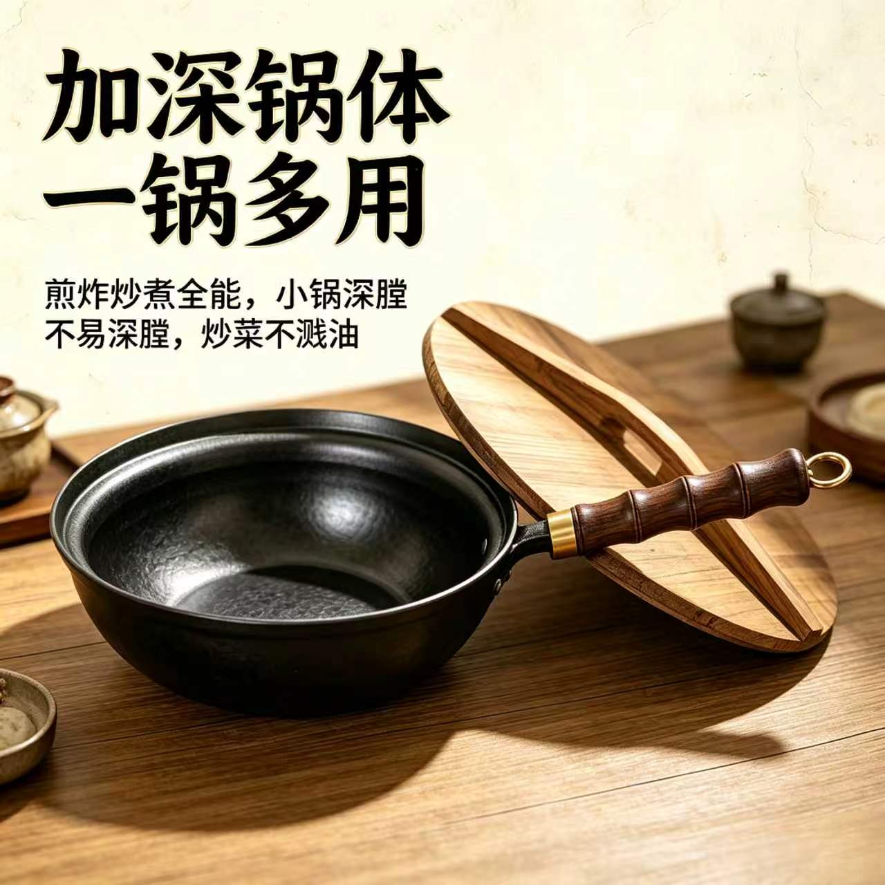 正品章丘手工迷你翻边小炒锅一人食无涂层不沾锅熟铁锅宝宝辅食锅