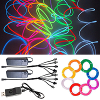 超細(xì)霓虹燈條冷光燈線LED燈帶圓USB電池可裁剪DIY手工熒光發(fā)光線