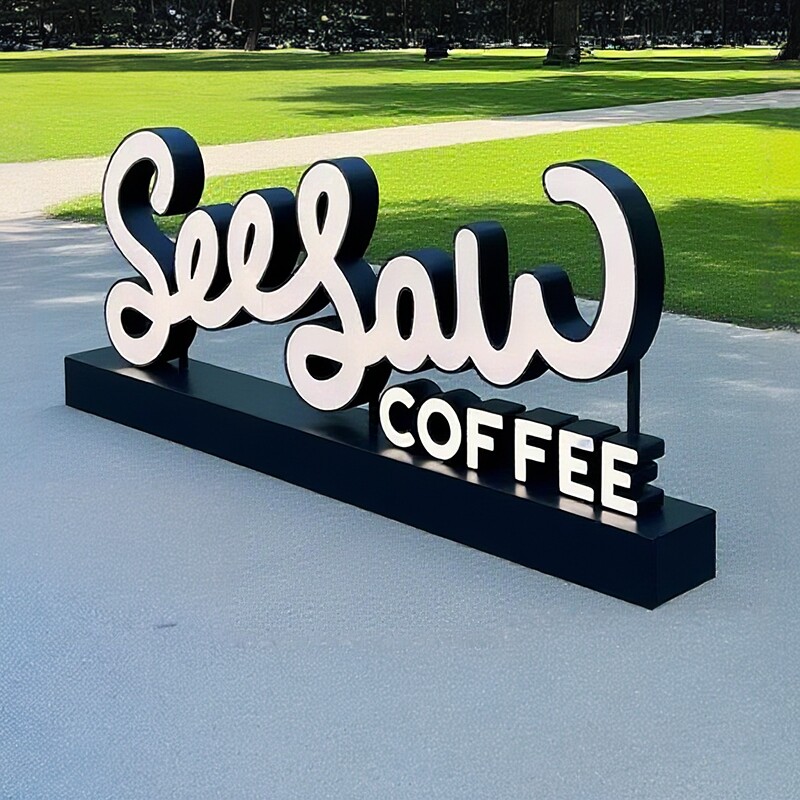 不锈钢双面立体景观字定制3d户外广告牌大型斜坡落地logo发光字