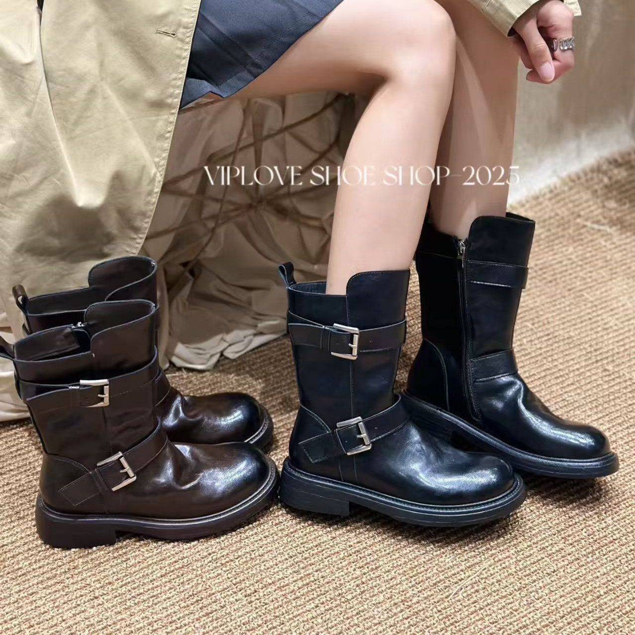 2025早秋褶皱中筒马丁靴真皮皱皱靴小短靴英伦风短靴女vip3286-35,女鞋,骑士靴,淘宝优惠券,粉丝福利购,淘宝优惠卷