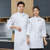 加厚厨师工作服长袖 酒店餐饮后厨房厨师长高级厨师服女 防水秋冬装