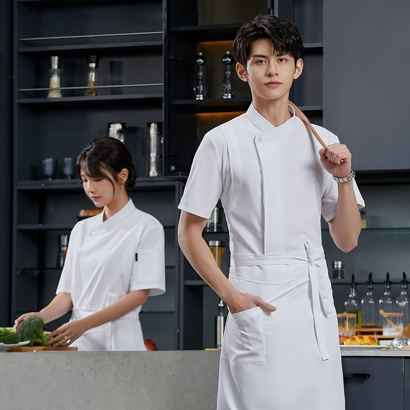 纯棉厨师工作服定制男夏季短袖餐工装制服