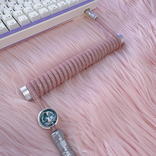 winshop水晶钻石机械键盘航插线 螺旋线 数据线 桌搭 电竞 新款