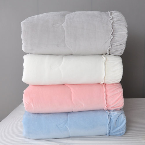 韩国短毛绒纯色秋冬保暖被子