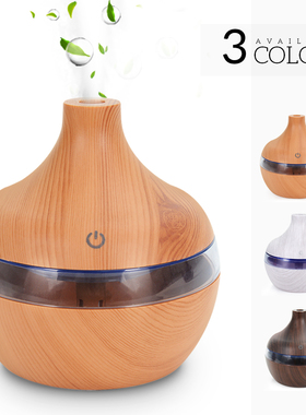 300ml USB Electric Humidificador Wood Grain 7 Color LED Ligh