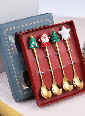 4pcs New Year Christmas Spoon Fork Christmas Decorations for