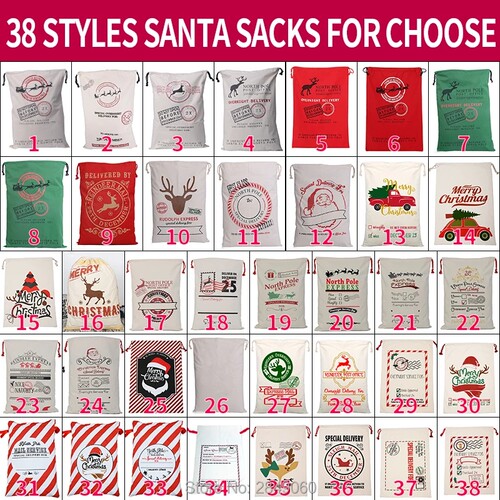 50 Styles Christmas Santa Sacks Large Gift Stocking Bag Sant