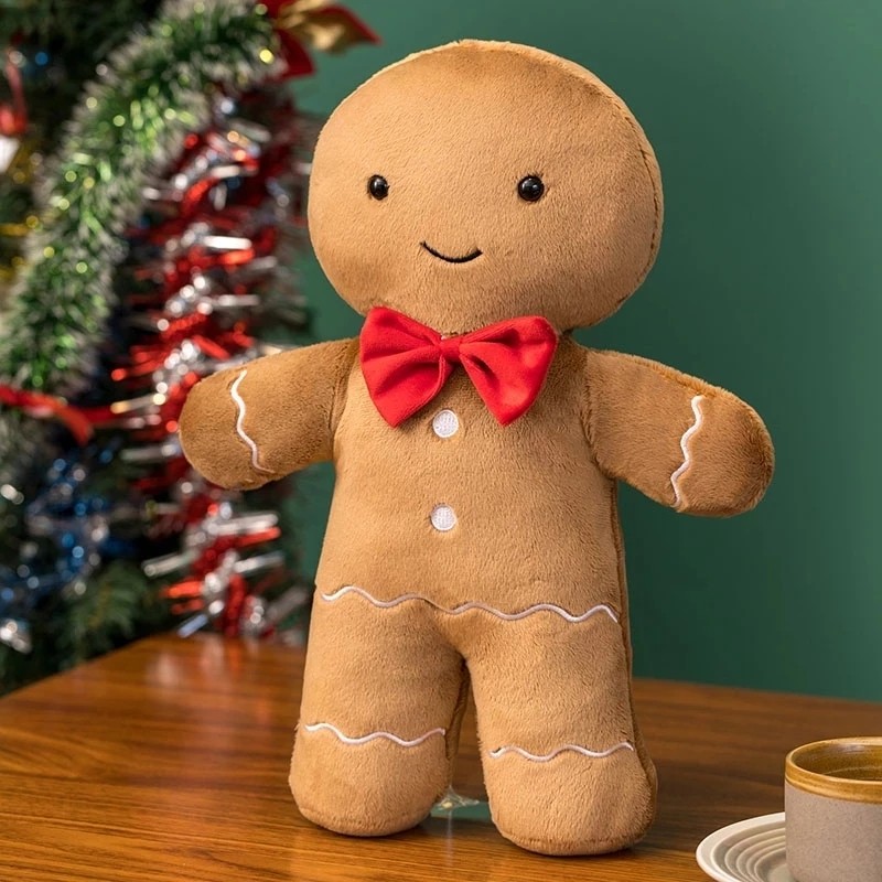1pc Christmas Decor Cartoon Gingerbread Man Plush Toy Simula