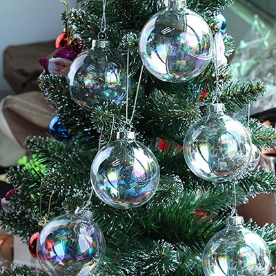 12pcs Christmas Clear Baubles Transparent Fillable Balls 6/8