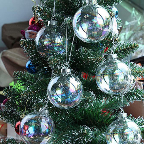 12pcs Christmas Clear Baubles Transparent Fillable Balls 6/8
