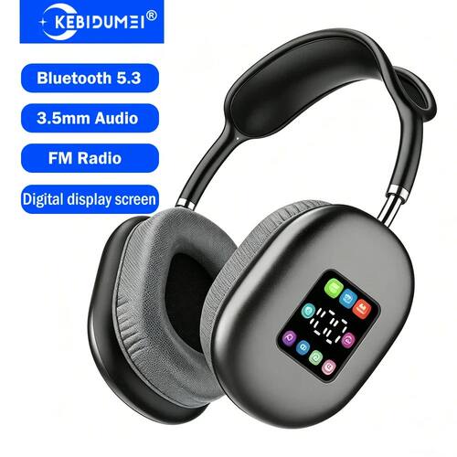 KEBIDI Bluetooth 5.3 Headphones with Color Screen ANC HIFI S