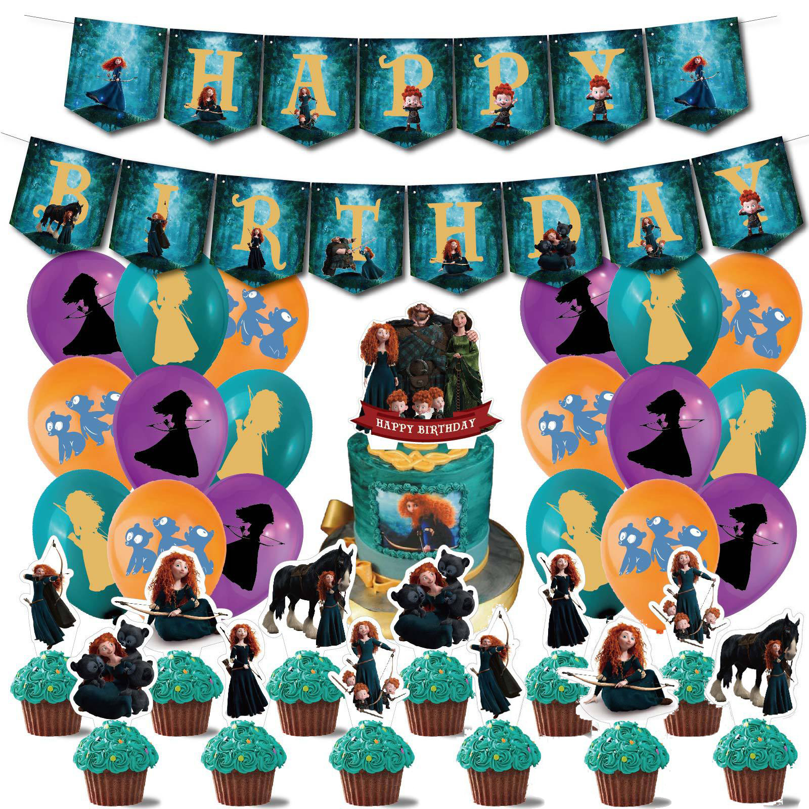 1set disney merida princess theme girl birthday party decora