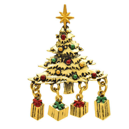 Wuli&baby Vintage Christmas Tree Brooches For Women Men 2-co