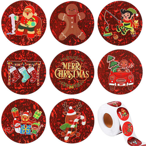 500Pcs Christmas Gift Box Round Labels Christmas Sticker Can
