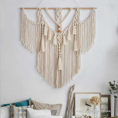 Big Macrame Wall Hanging Tapestry With Tassels Hand Woven No