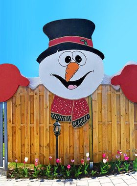 Christmas Snowman Fence Peeker Decoration Outdoor Festivity