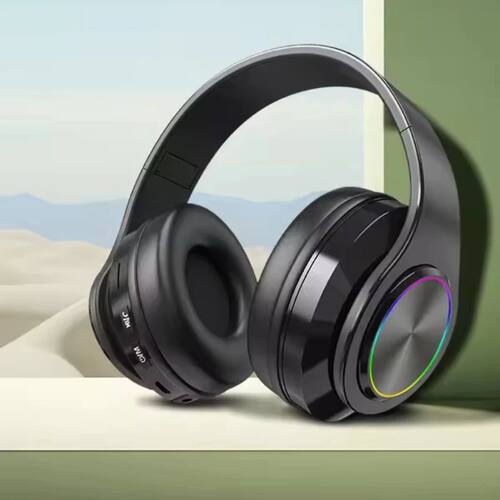 Bluetooth Headphones RGB Lighting Noise Cancellation Foldabl